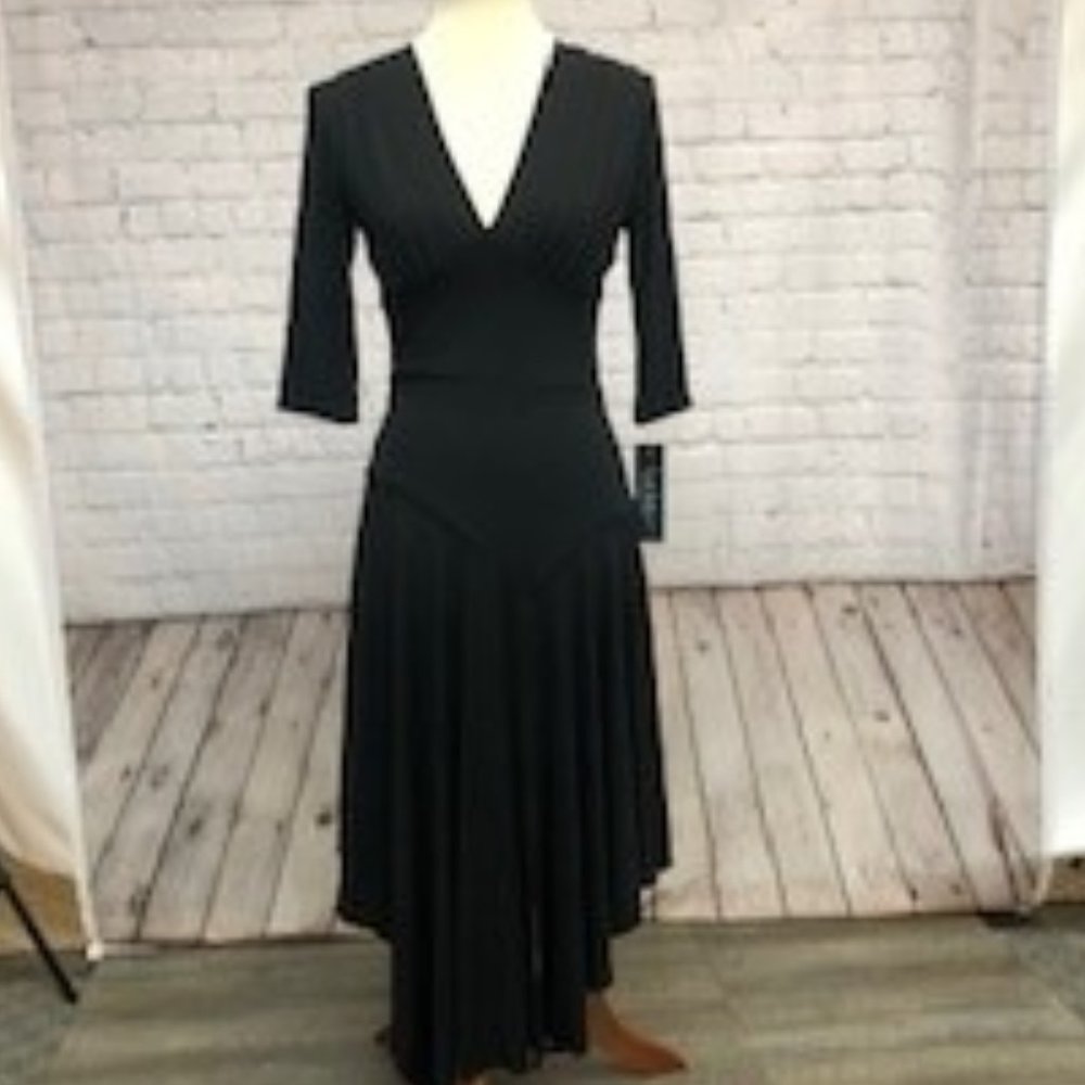 Nicole Miller Collection NWT Stretch Matte Jersey swing dress in Black Size 4